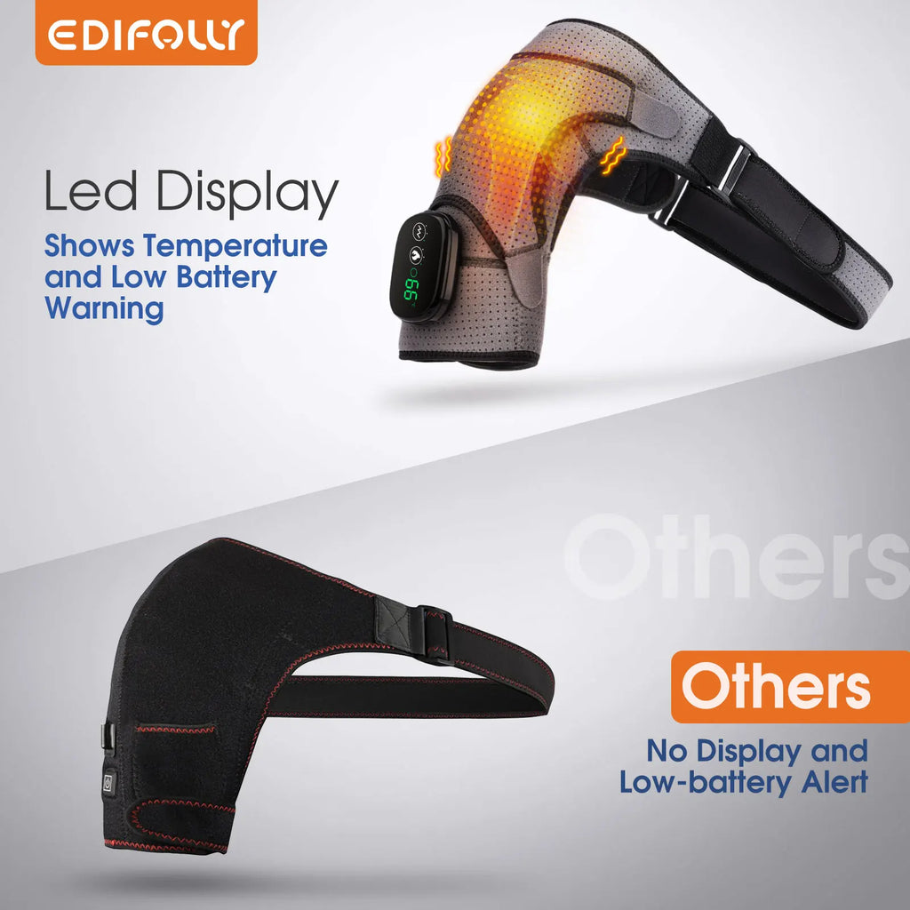 Comparison of a premium heating shoulder massager with digital display versus a basic model