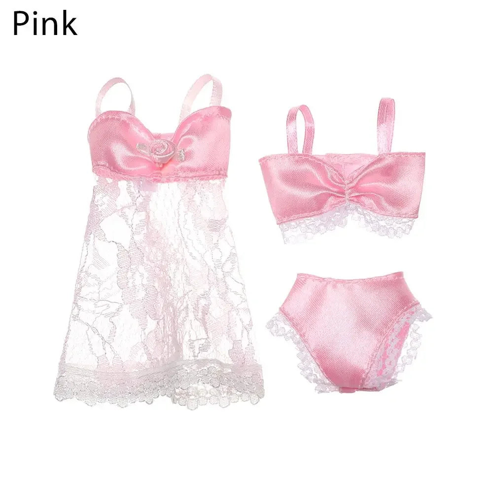 Lace Bra and Briefs Set for 25-30cm 1/6 Scale Dolls – style2-pink