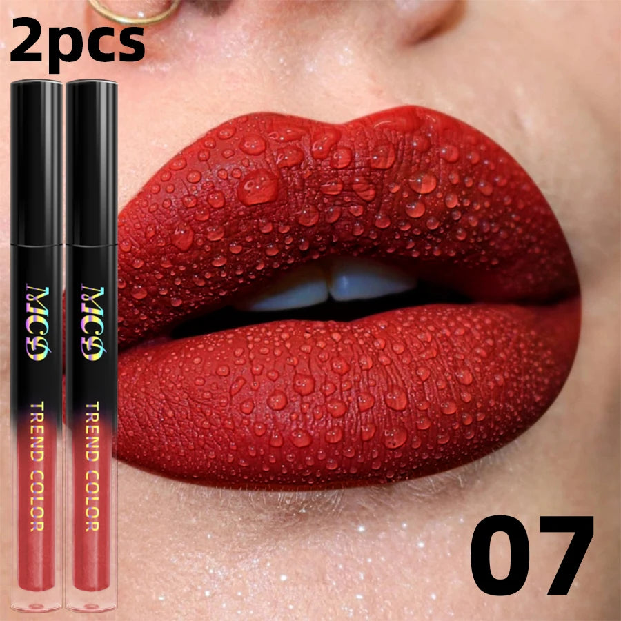 MCD Matte Velvet Liquid Lip Gloss 2.7g Waterproof Lip Tint – M3002E 07 2pcs