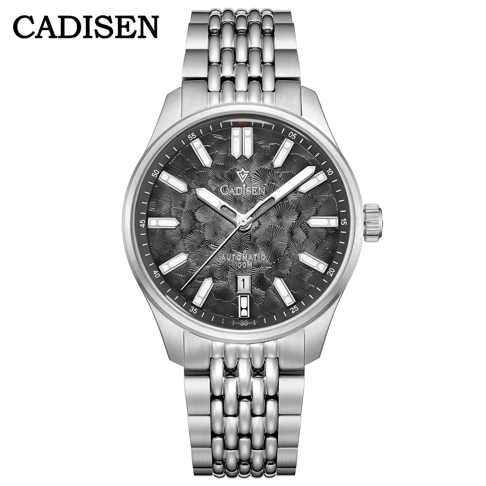 Cadisen C8247 Automatic Mechanical Watch, 40mm Stainless Steel, 10ATM – Grey