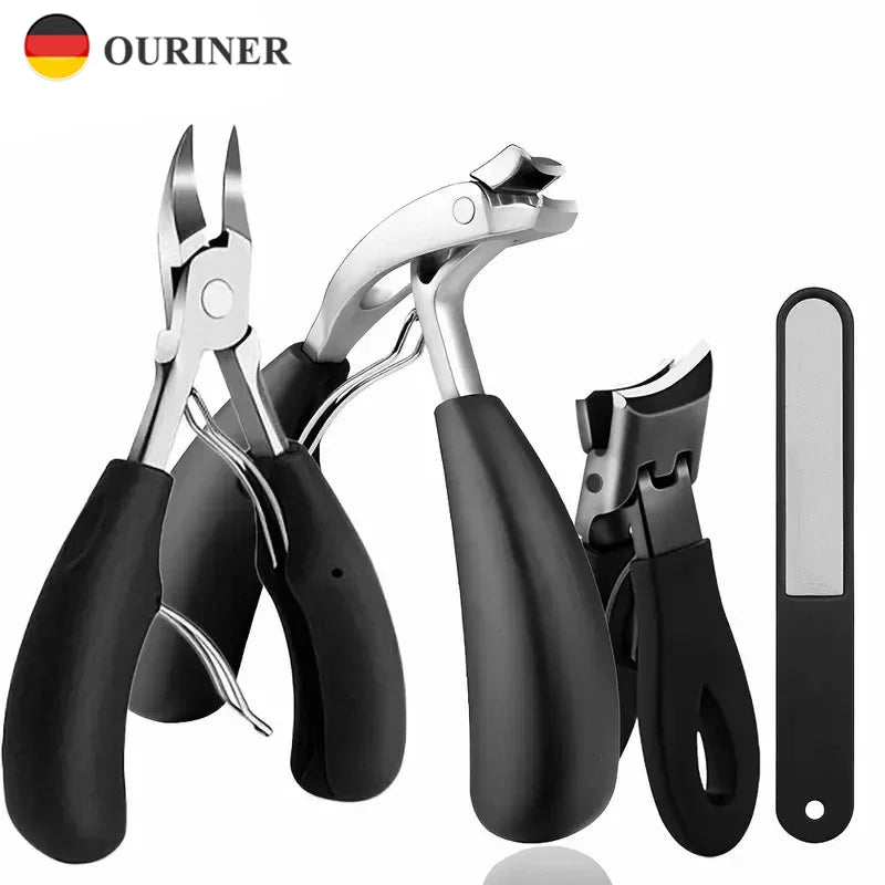 Ouriner Stainless Steel Concave Nail Clippers for Thick Ingrown Nails – 4PCS SET
