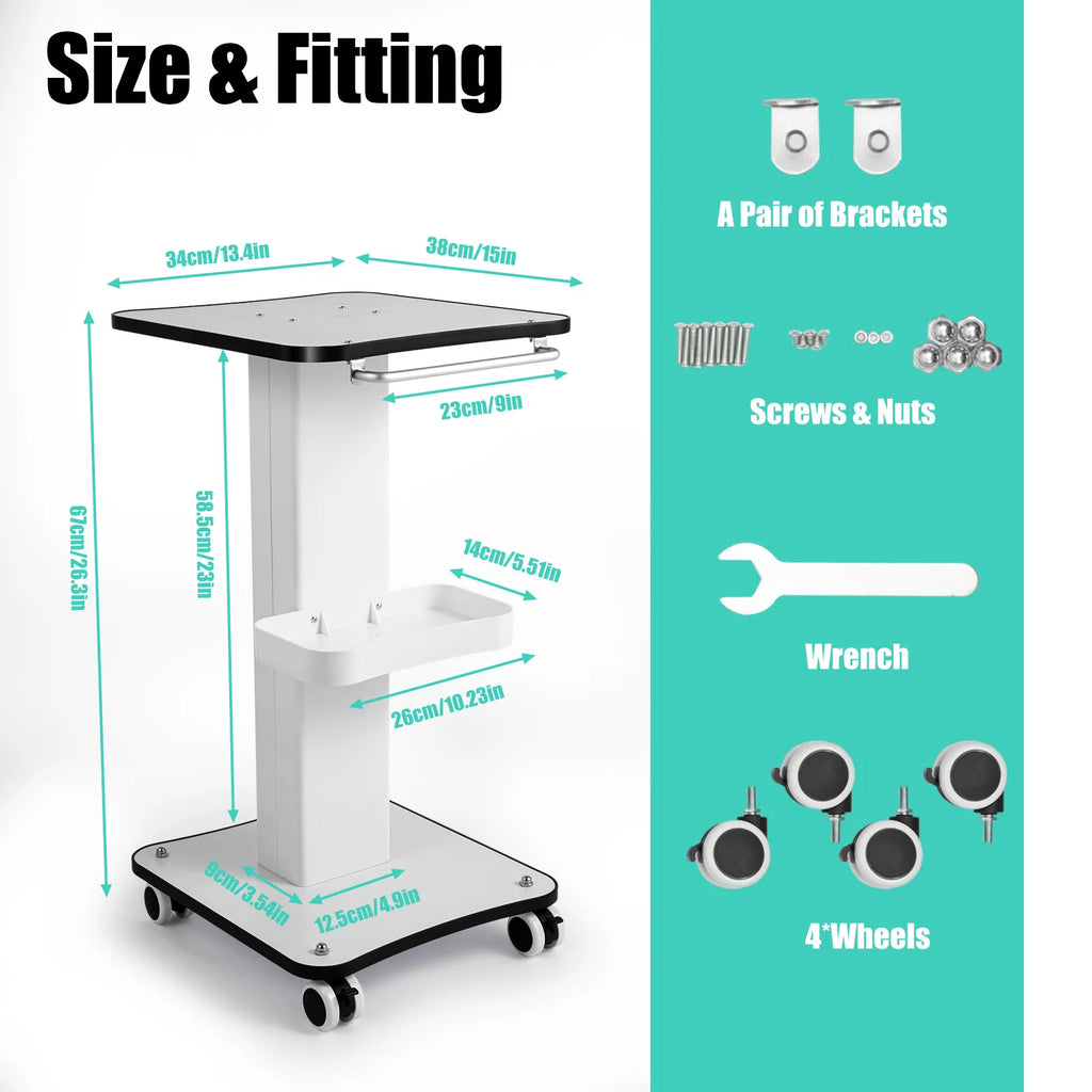 Beauty Trolley Cart for Salon, 33lbs Load Capacity, 4 Lockable Silent 360° Wheels, Multifunctional Beauty Trolley with Tray – view 2