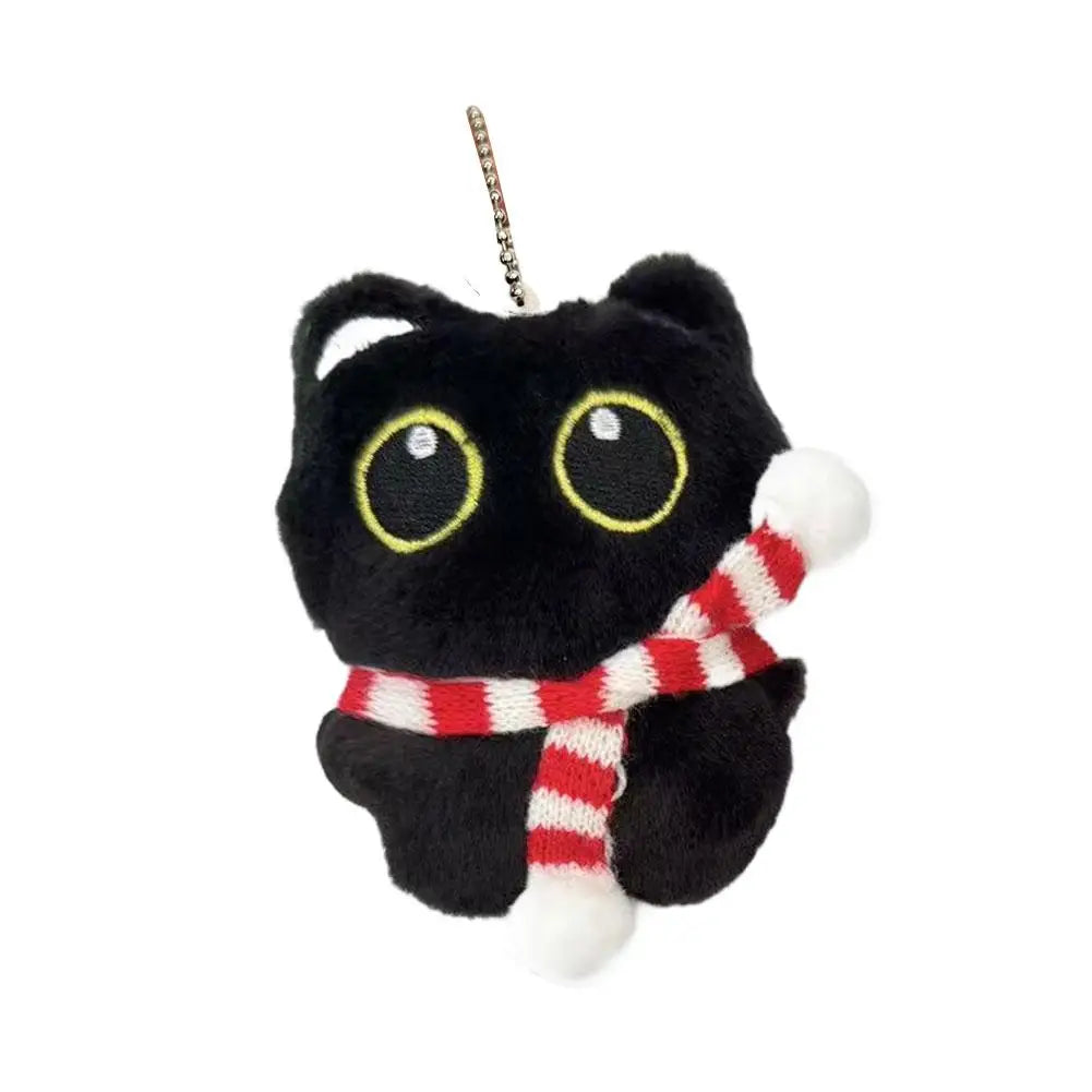 Black Cat Plush Toy Keychain, 10cm Soft PP Cotton Pendant – C