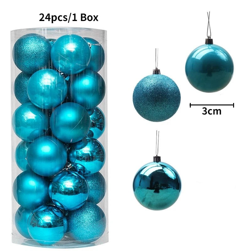 Christmas Tree Ornament Ball Set, 3cm Hanging Decorations (24/36 Pack) – 24pcs Blue