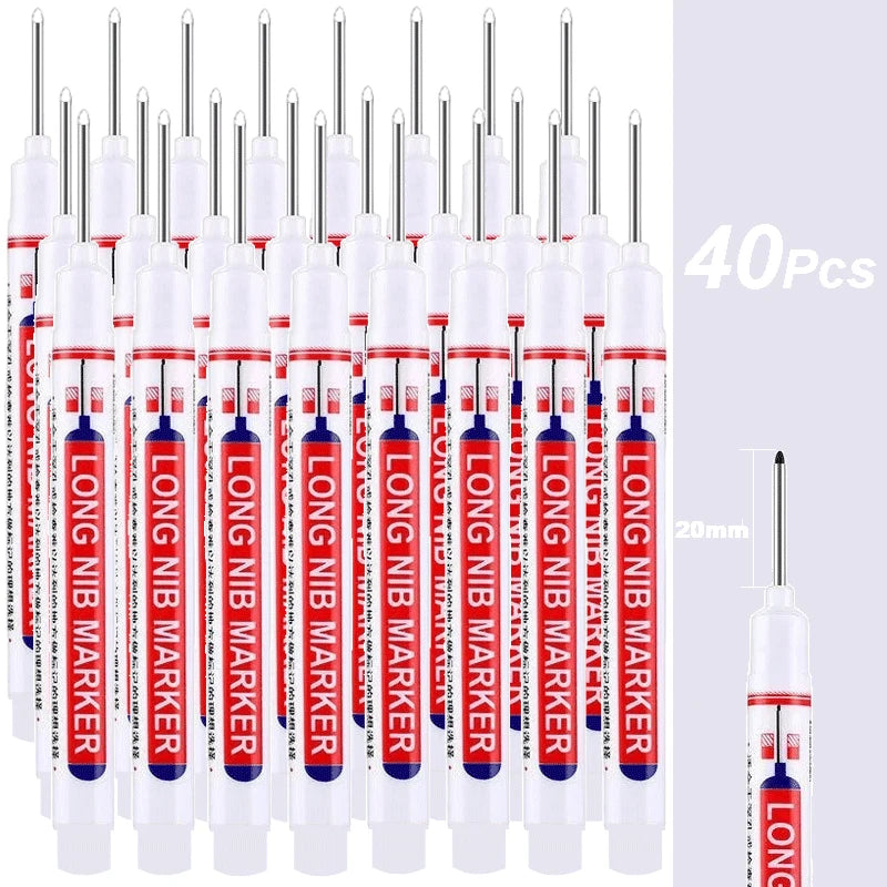 2cm Long Head Waterproof Deep Hole Marker Pens for Woodworking – White 40Pcs