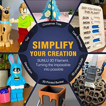 Various 3D printed objects showing the versatility of the material.