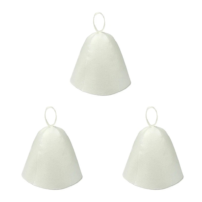Thick Wool Felt Sauna Hat and Hair Turban, 27.6 inch Diameter – 3pcs-White