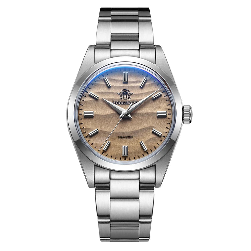 Addiesdive AD2030 Quartz Men's Watch, 36mm Stainless Steel, 100M Waterproof – Brown