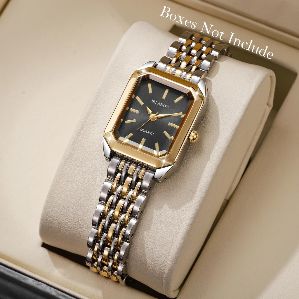 Women's Rectangle Quartz Watch with Alloy Strap – Mix Black No Box
