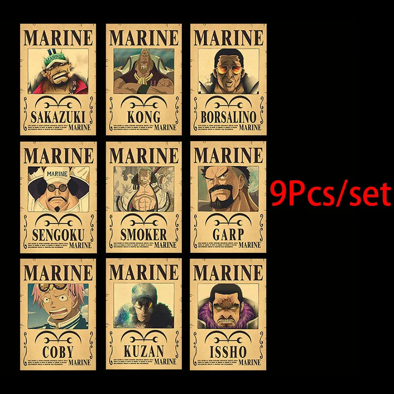 10pcs One Piece Wanted Posters, 28.5cm x 19.5cm Kraft Paper Anime Prints – H
