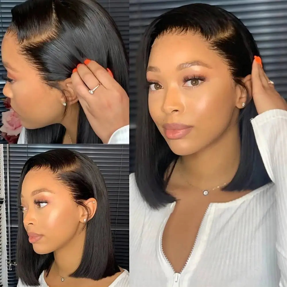 220% Density Bob Wigs Straight Human Hair Lace Front Wigs 13x4 Bob Brazilian Remy Hair Pre-plucked Lace Front Wigs 16 inch – view 4