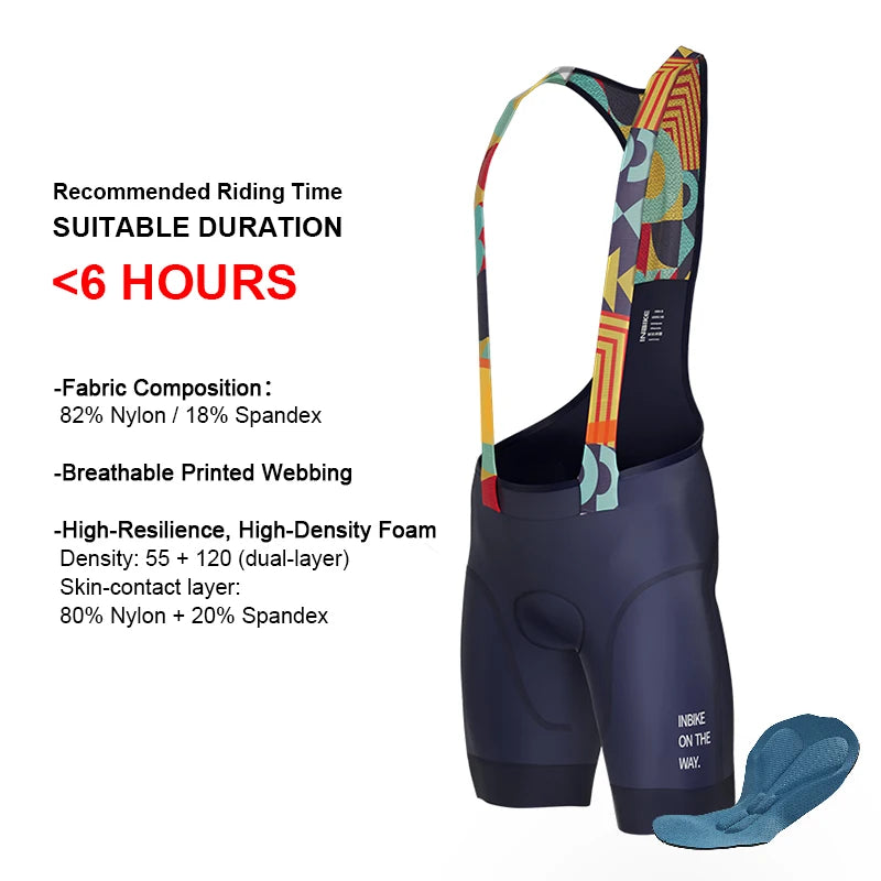 Inbike Men's Cycling Bib Shorts with Sponge Padding and Pockets – Navy