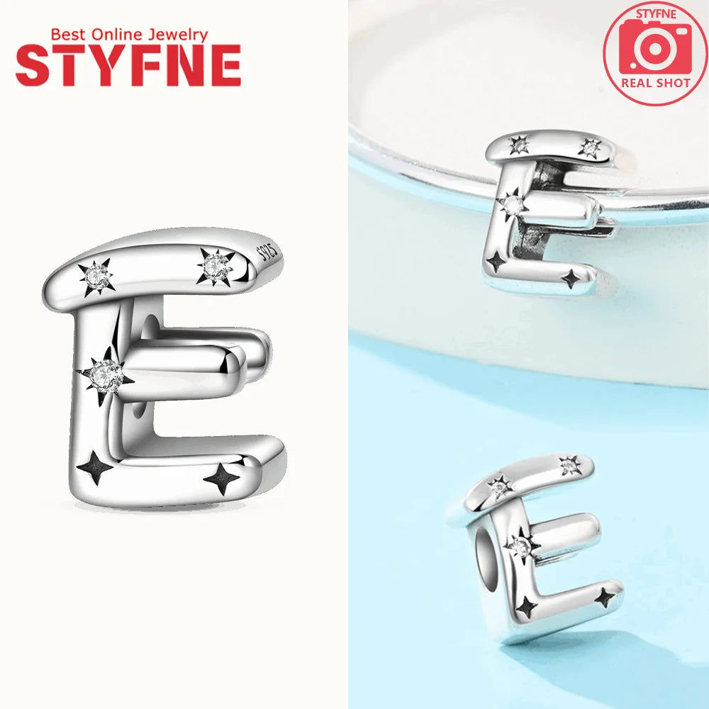 925 Silver Letter Charm with Zircon for Bracelet Jewelry Making – GYC1957-E