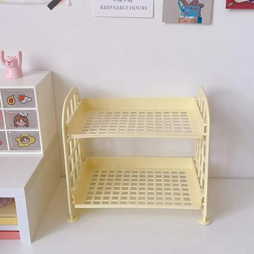 JESJELIU Desktop Stationery Rack Plastic Storage Organizer 21 × 13.7 × 19.8cm – Yellow