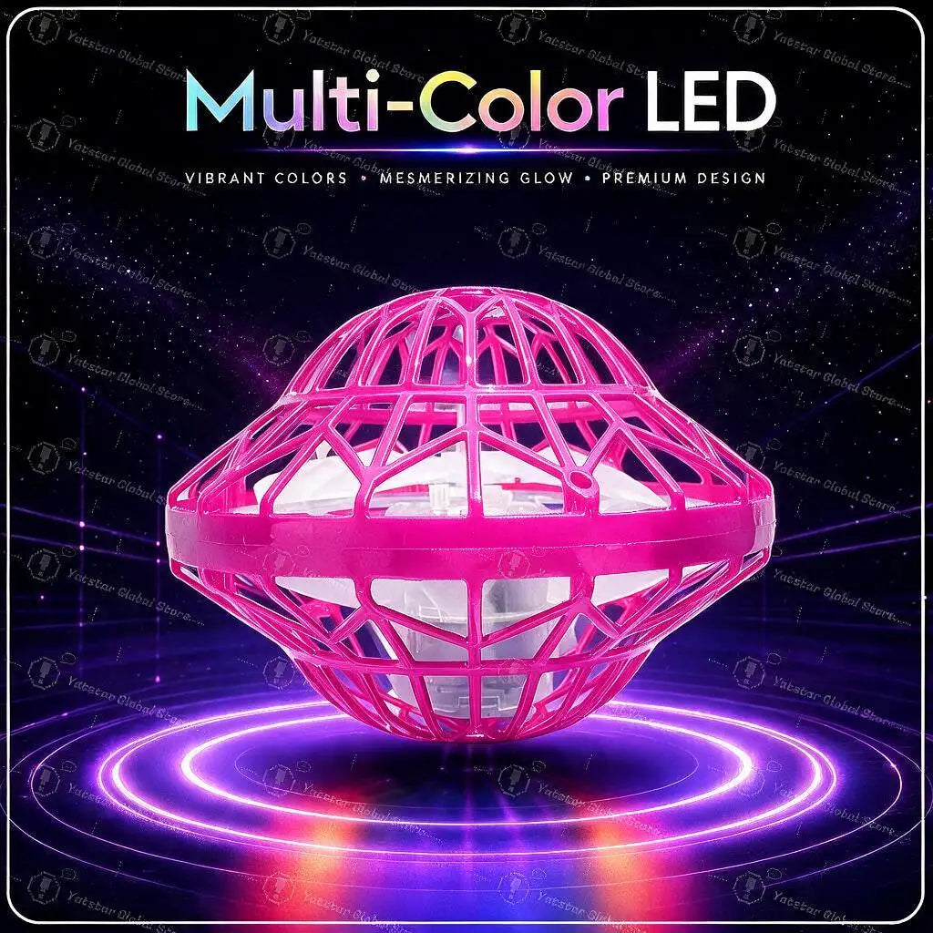 Magic Flying Suspension Ball with LED and 360° Gyro Spinner – U73 Pink