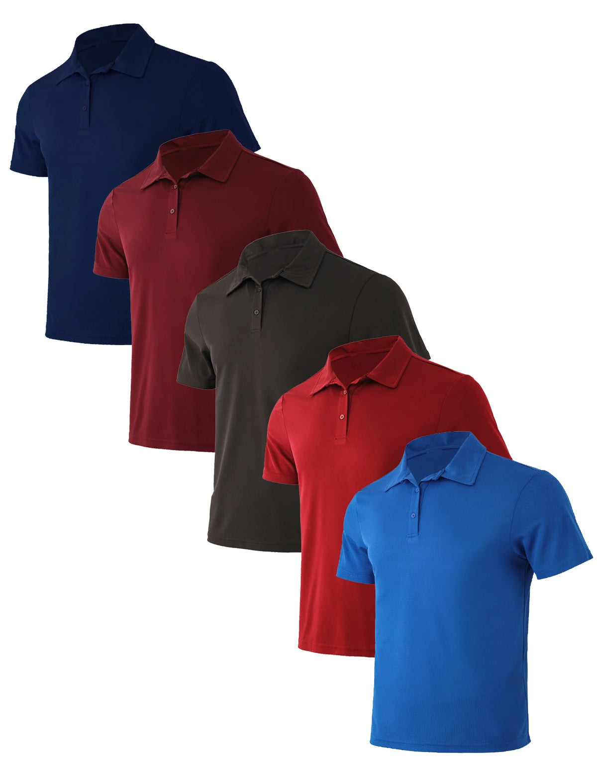 5-Piece Men's Breathable Quick-Drying Short-Sleeved Polo Shirt Set – LHT13-5P4