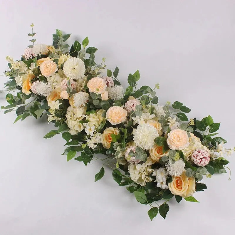 100cm Artificial White Rose Flower Row for Wedding Decor – Champagne