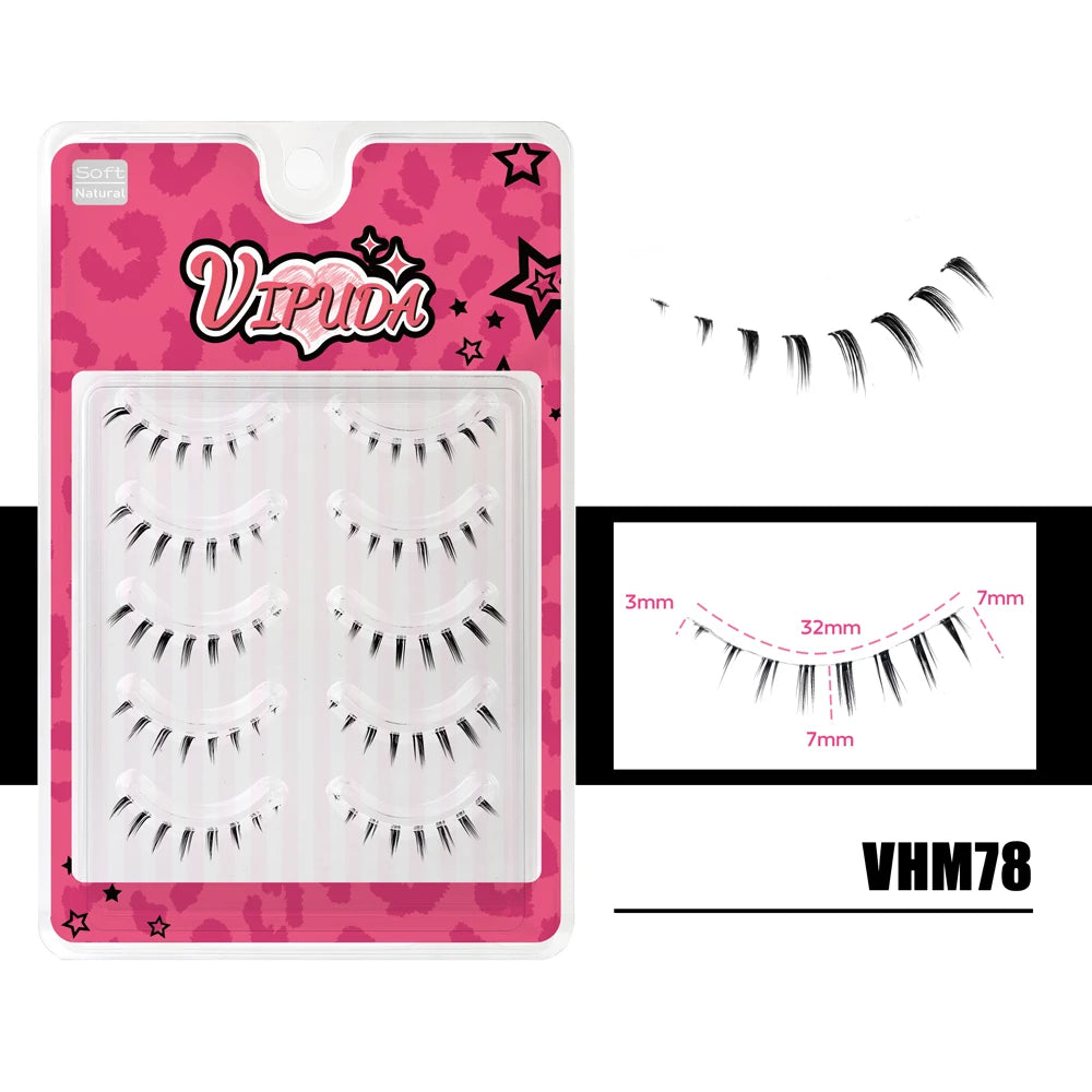 Vipuda Lower Strip Lashes, 5 Pairs Handmade Natural Wispy Under Eye Lashes – VHM78