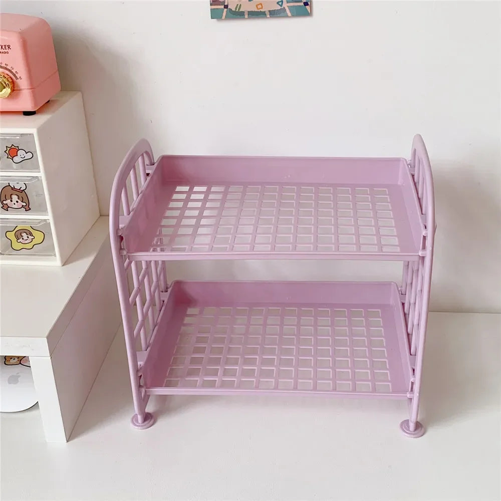 JESJELIU Desktop Stationery Rack Plastic Storage Organizer 21 × 13.7 × 19.8cm – Light Purple