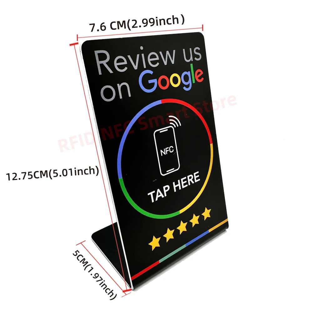NFC 215 Programmable Google Review Stand and Card for Business – Black-S (2)