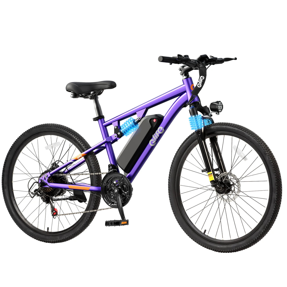 Qlife Racer Ultra Electric Mountain Bike, 1200W 48V 10.4Ah, 27.5" Tires – Purple
