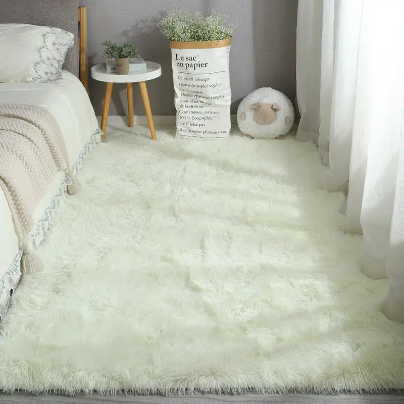 Machine Made Polyester Bedroom Floor Mat 40cm x 60cm – Long solid beige