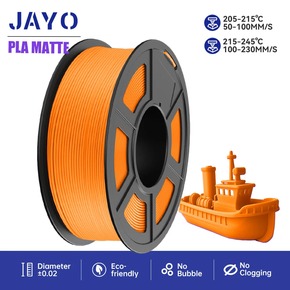 JAYO Matte PLA 3D Printer Filament 1.75mm, 1.1kg Spool – PLAmatte OR-1.1KG