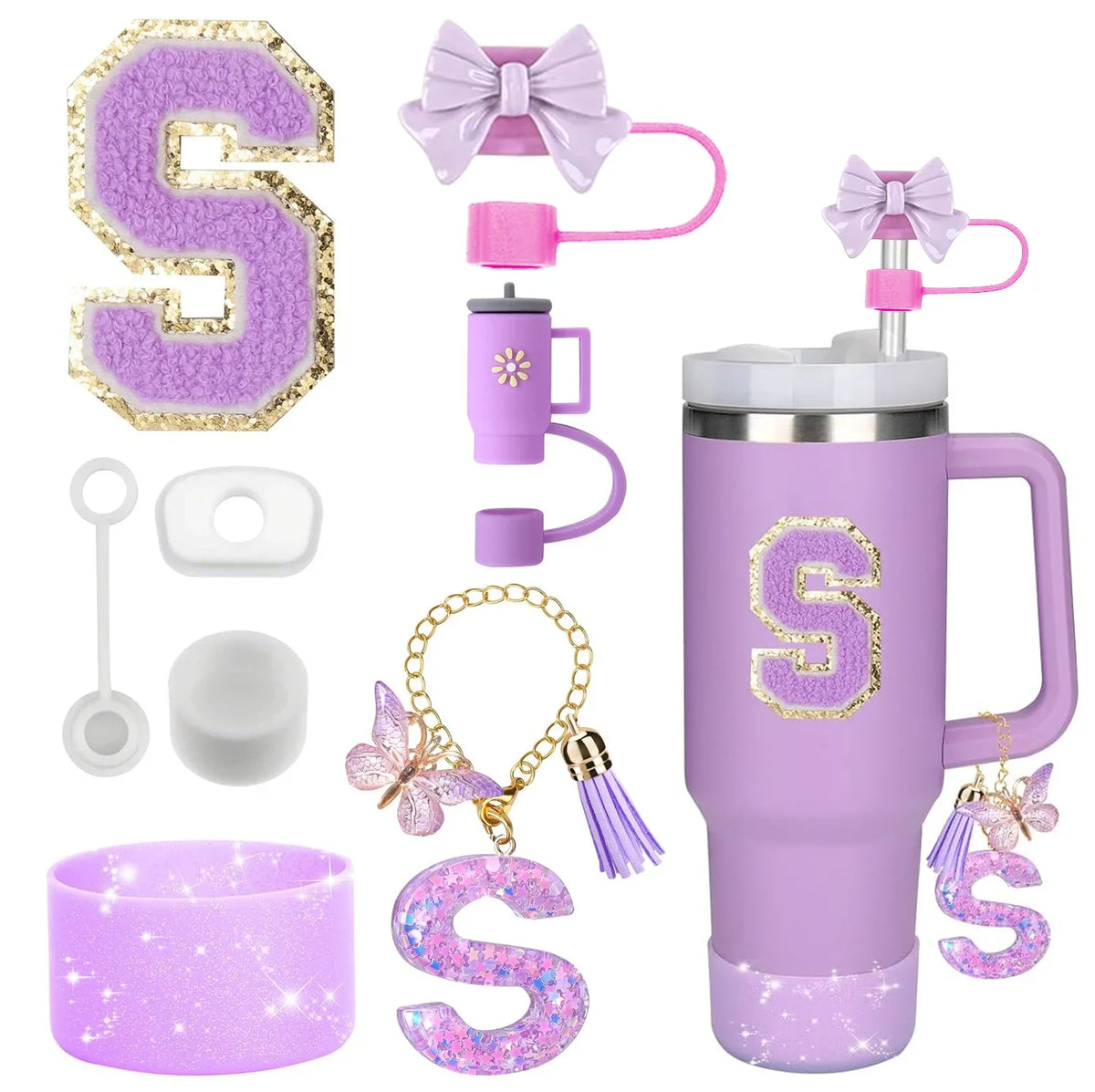 8-Piece Purple Silicone Accessory Set for 30oz and 40oz Tumblers – S-Purple-8pcs