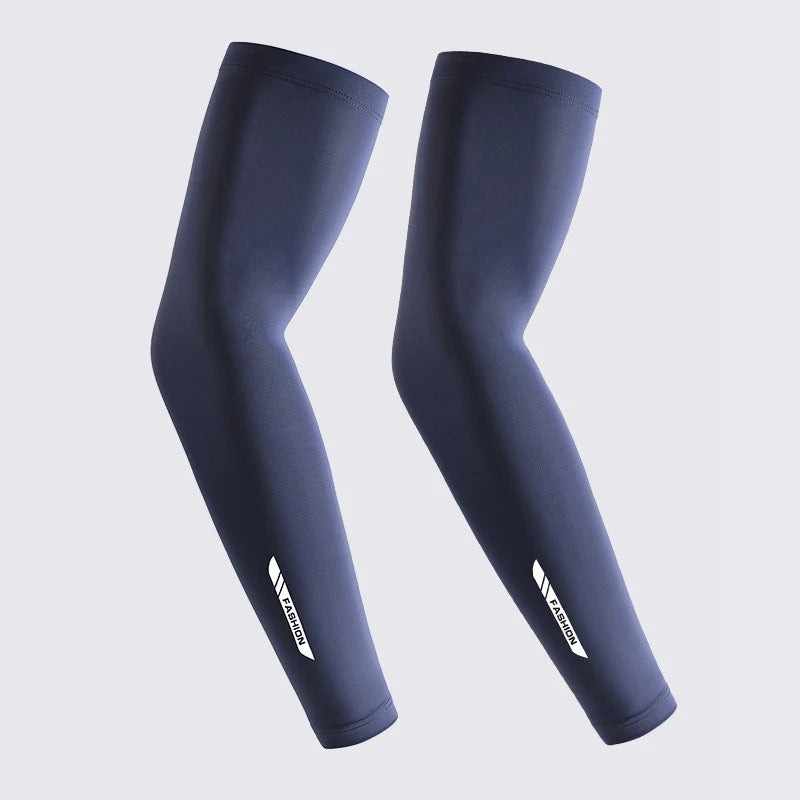 UPF 50+ Men's UV Protective Cooling Ice Silk Arm Sleeves – Fashion-Navy