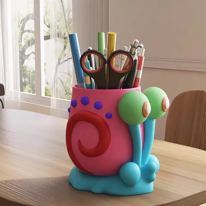 Cartoon snail shaped desk organizer for pens and office supplies