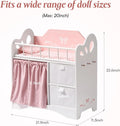Pink and white wooden baby doll crib with storage baskets and bedding. – Baby Doll Crib