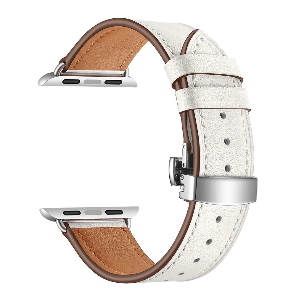 Fabric Watch Band for Apple Watch 38mm 40mm 41mm 42mm 44mm 45mm – Silver button white