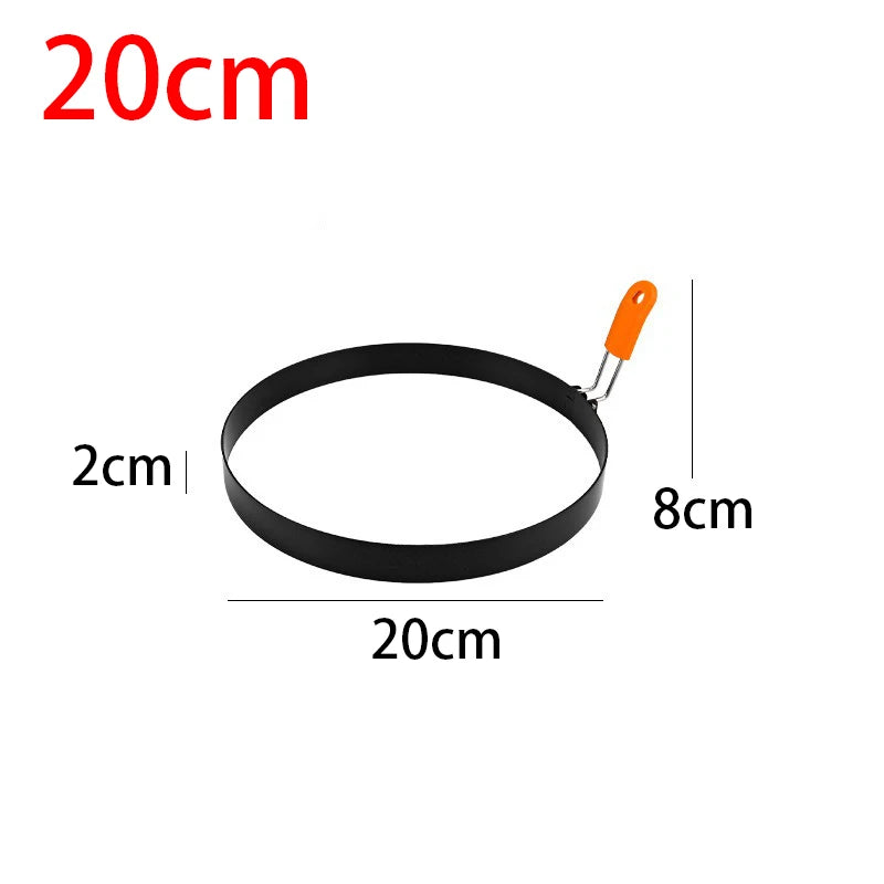 Stainless Steel Fried Egg Ring with Heat-Resistant Foldable Handle – 20cm