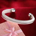 925 Sterling Silver Adjustable Cuff Bracelet for Women – B021