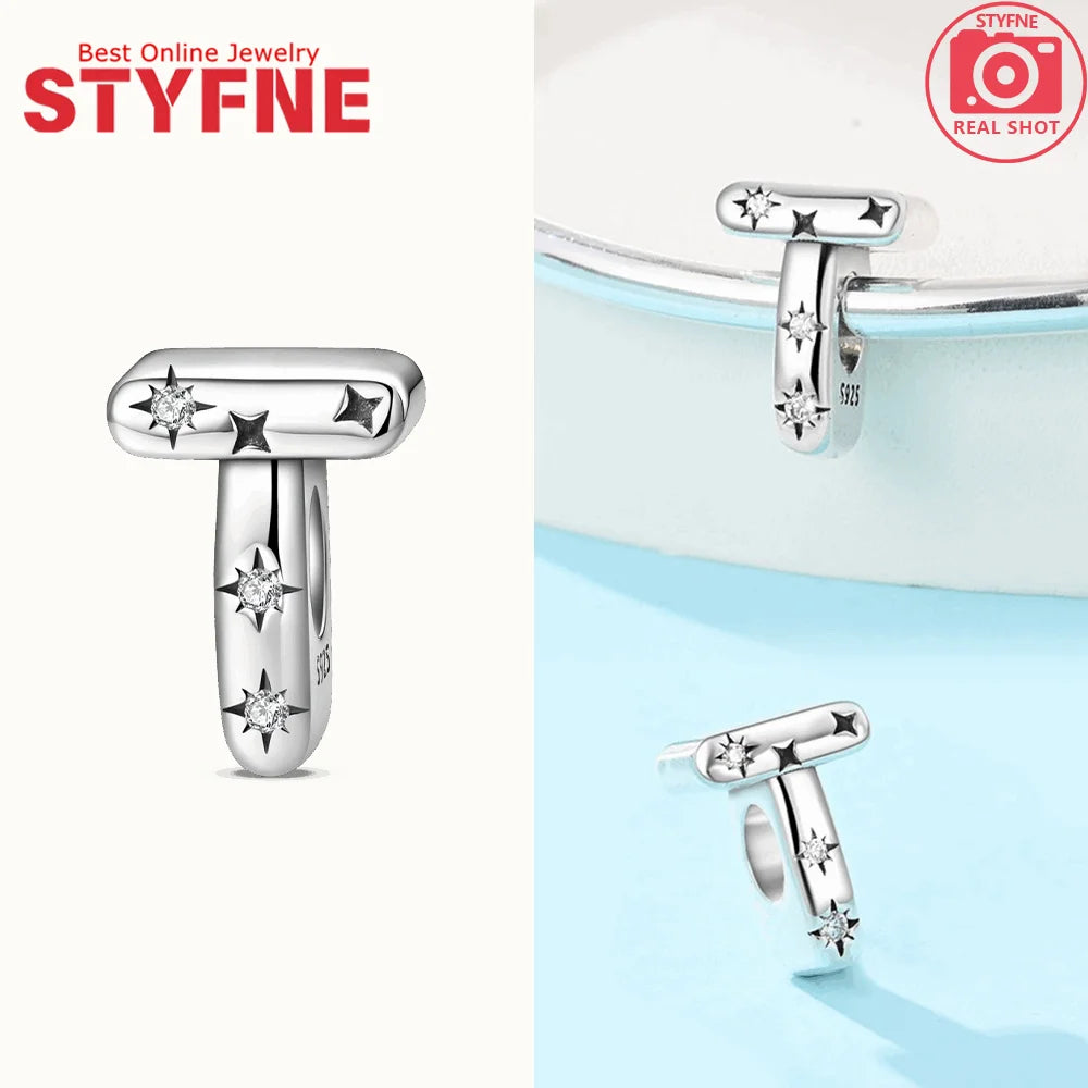 925 Silver Letter Charm with Zircon for Bracelet Jewelry Making – GYC1957-T