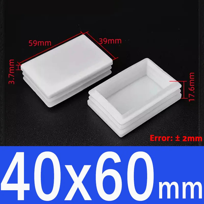 White Plastic Square/Rectangle Furniture Tube Plug End Cap – 40x60mm