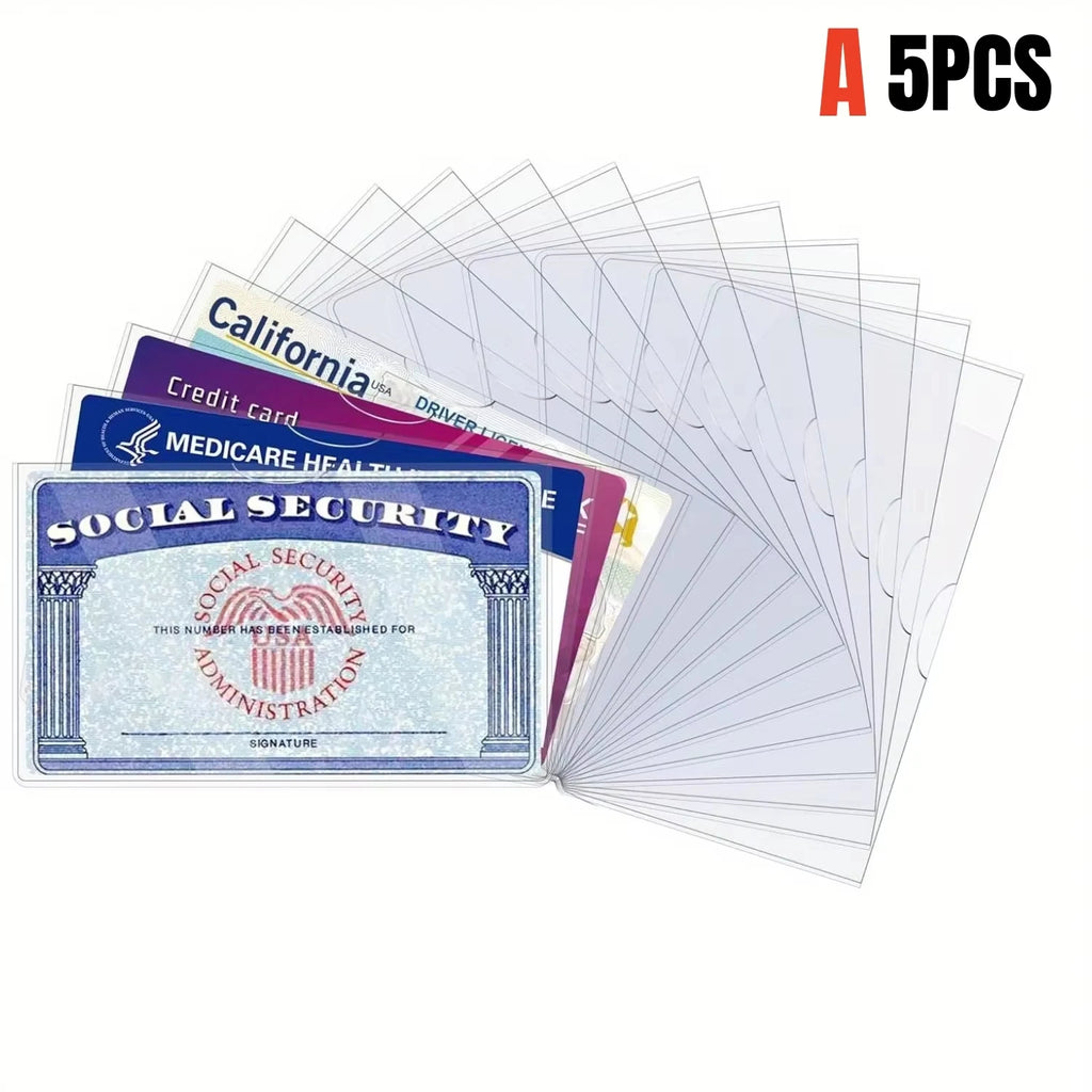 Waterproof PVC Card Protector Sleeves, 3.8" x 2.32" Clear Covers – 5pcs