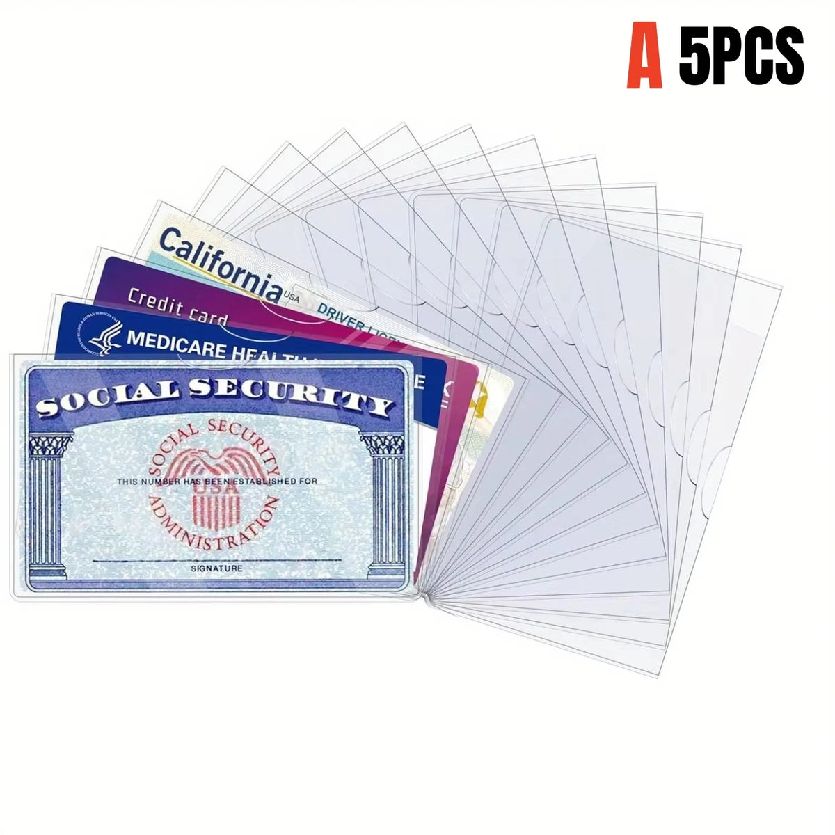 Waterproof PVC Card Protector Sleeves, 3.8" x 2.32" Clear Covers – 5pcs