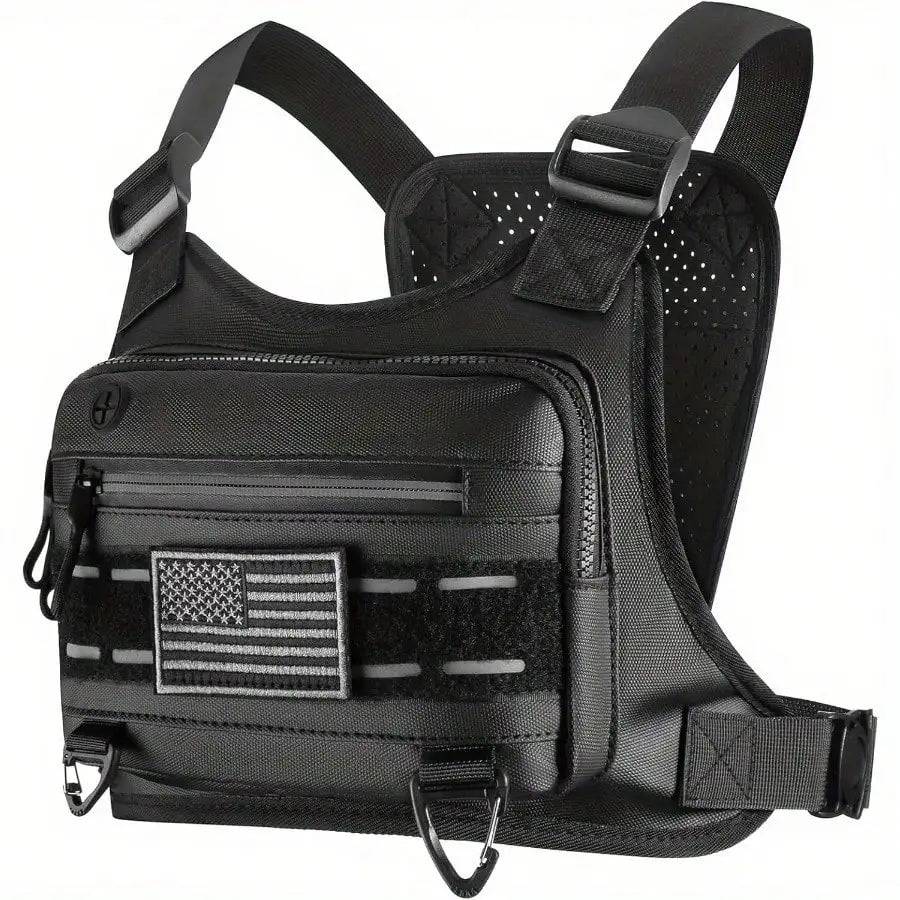 Unisex Polyester Chest Bag for Running and Outdoor Sports – Black
