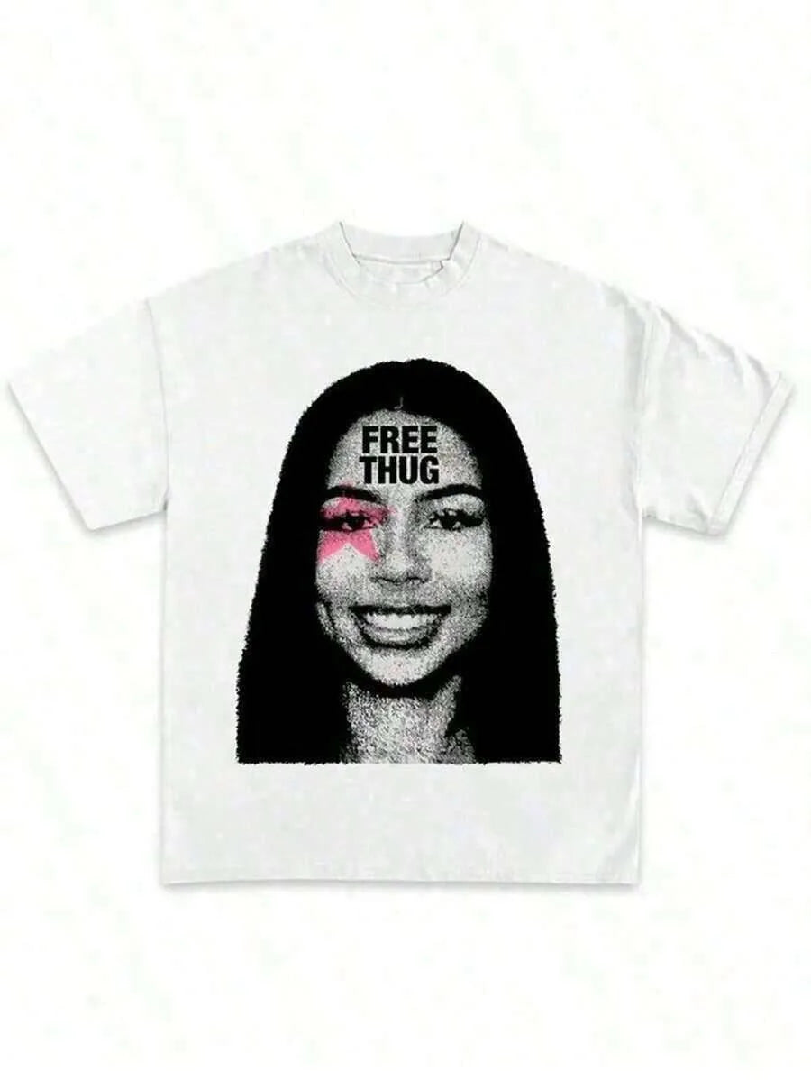 Unisex Hip Hop Graphic Tee - Cotton Mariah The Scientist Print – White