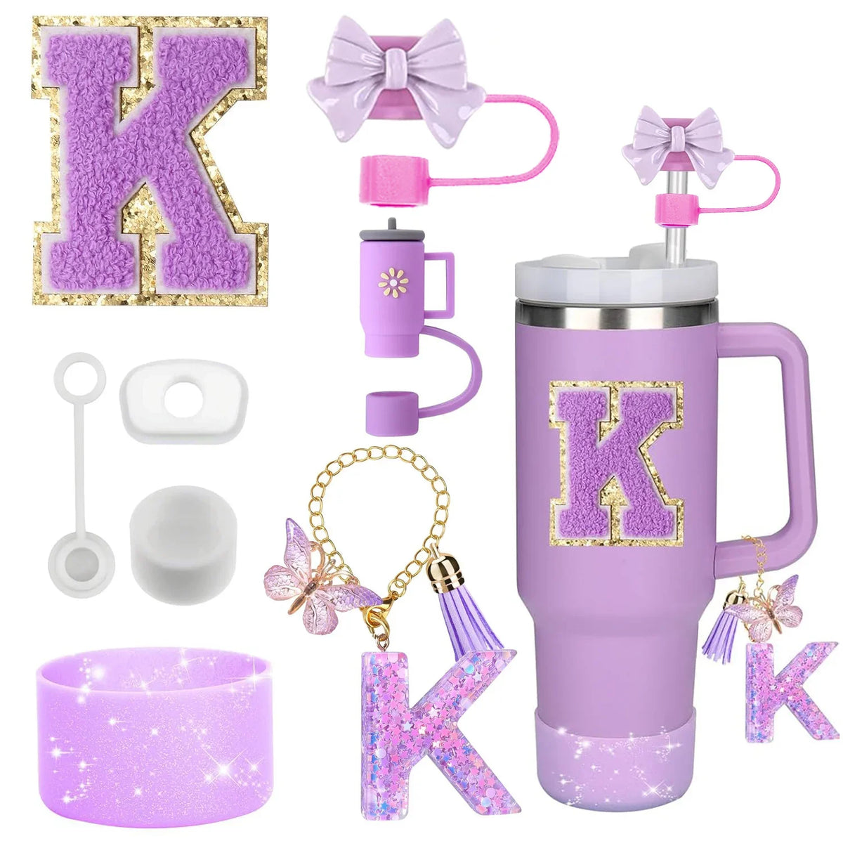 8-Piece Purple Silicone Accessory Set for 30oz and 40oz Tumblers – K-Purple-8pcs
