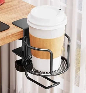 Steel Desk Clamp Cup Holder – 360° Rotating or Fixed Edge Mount – Fixed
