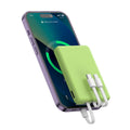 Mini 5000mAh Portable Power Bank with Built-in Cables and LED Display – Green