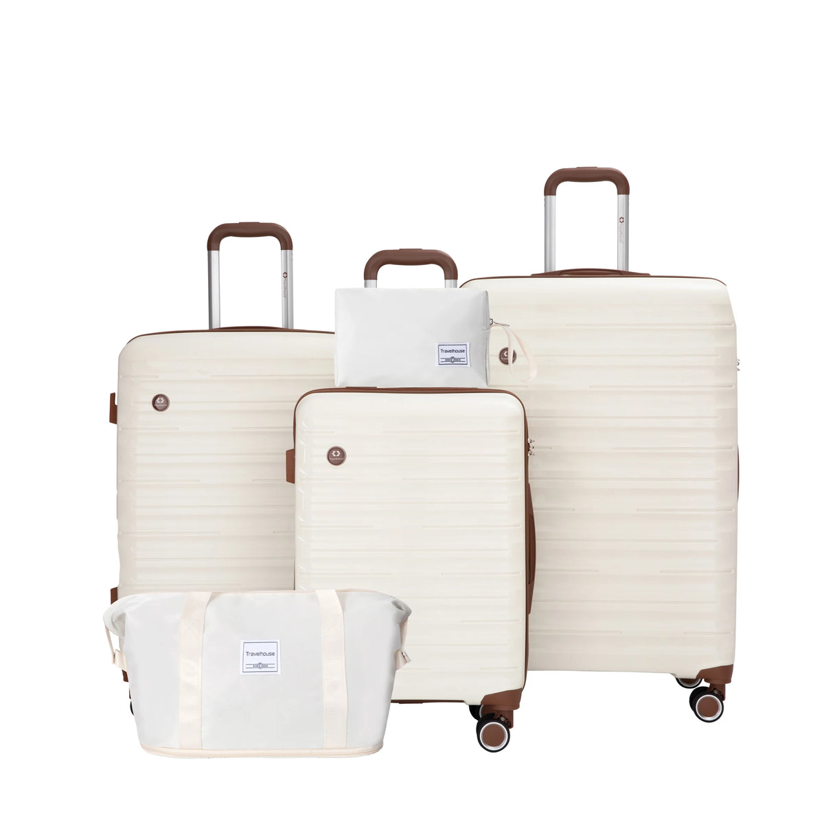 5-Piece Luggage Set with Hardcase Suitcases, Duffle and Toiletry Bag – White