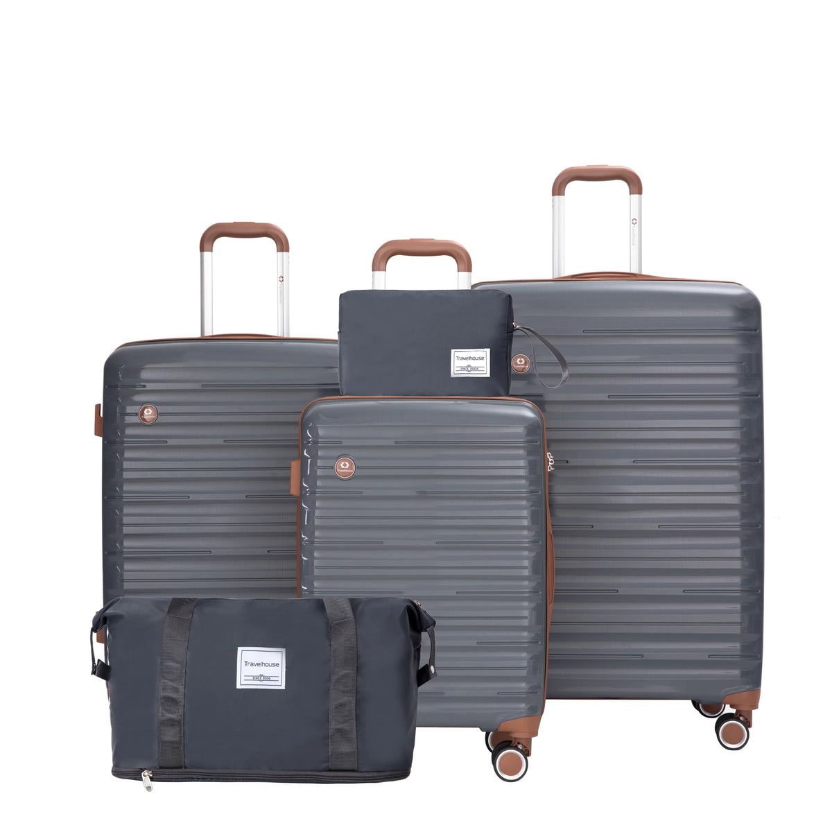 5-Piece Luggage Set with Hardcase Suitcases, Duffle and Toiletry Bag – Gray