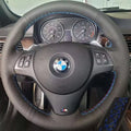 Microfiber Leather Steering Wheel Cover for BMW E81 E90 E92 M Sport – Red Thread