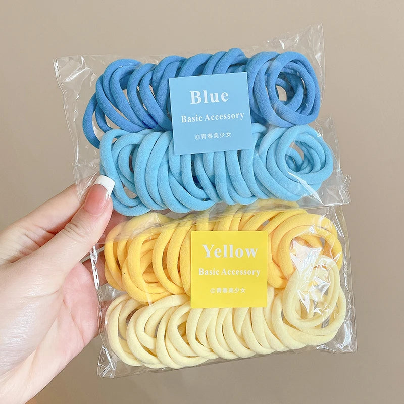 50PCS Seamless Elastic Hair Bands, Cotton Ponytail Holders for Women – BE