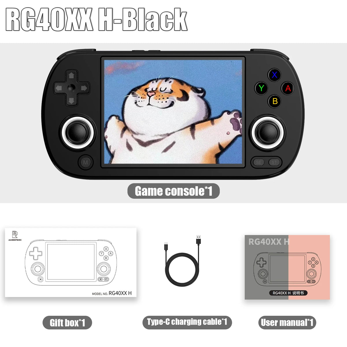 Anbernic RG40XX H Retro Handheld Game Console, 4.0-inch IPS Screen – Black