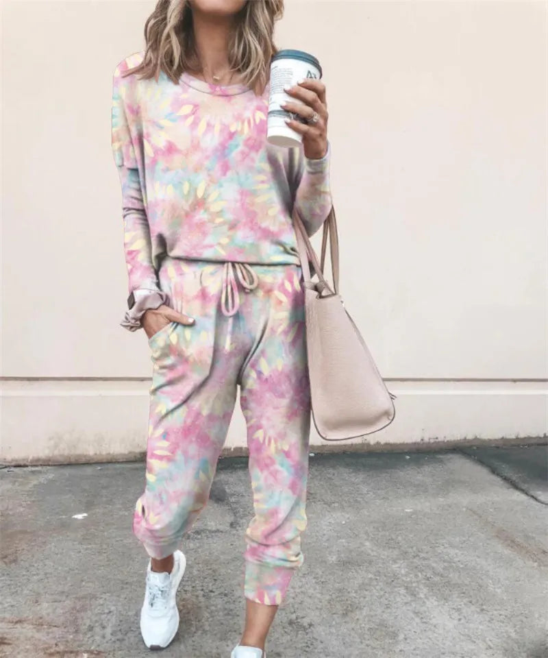 Women's 2-Piece Polyester Tracksuit with Hoodie - S-3XL – E