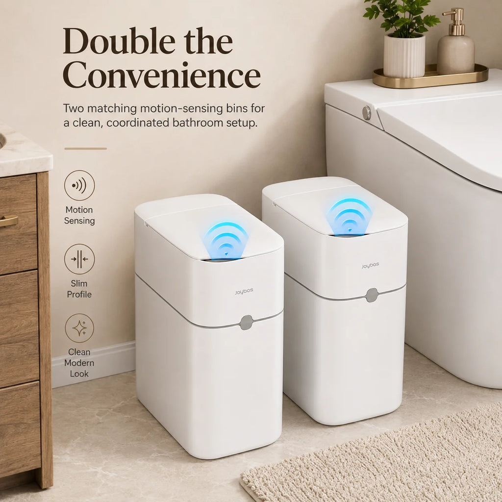 Joybos 9L Touchless Trash Can with Motion Sensor and Auto Bag-Suction – Ivory